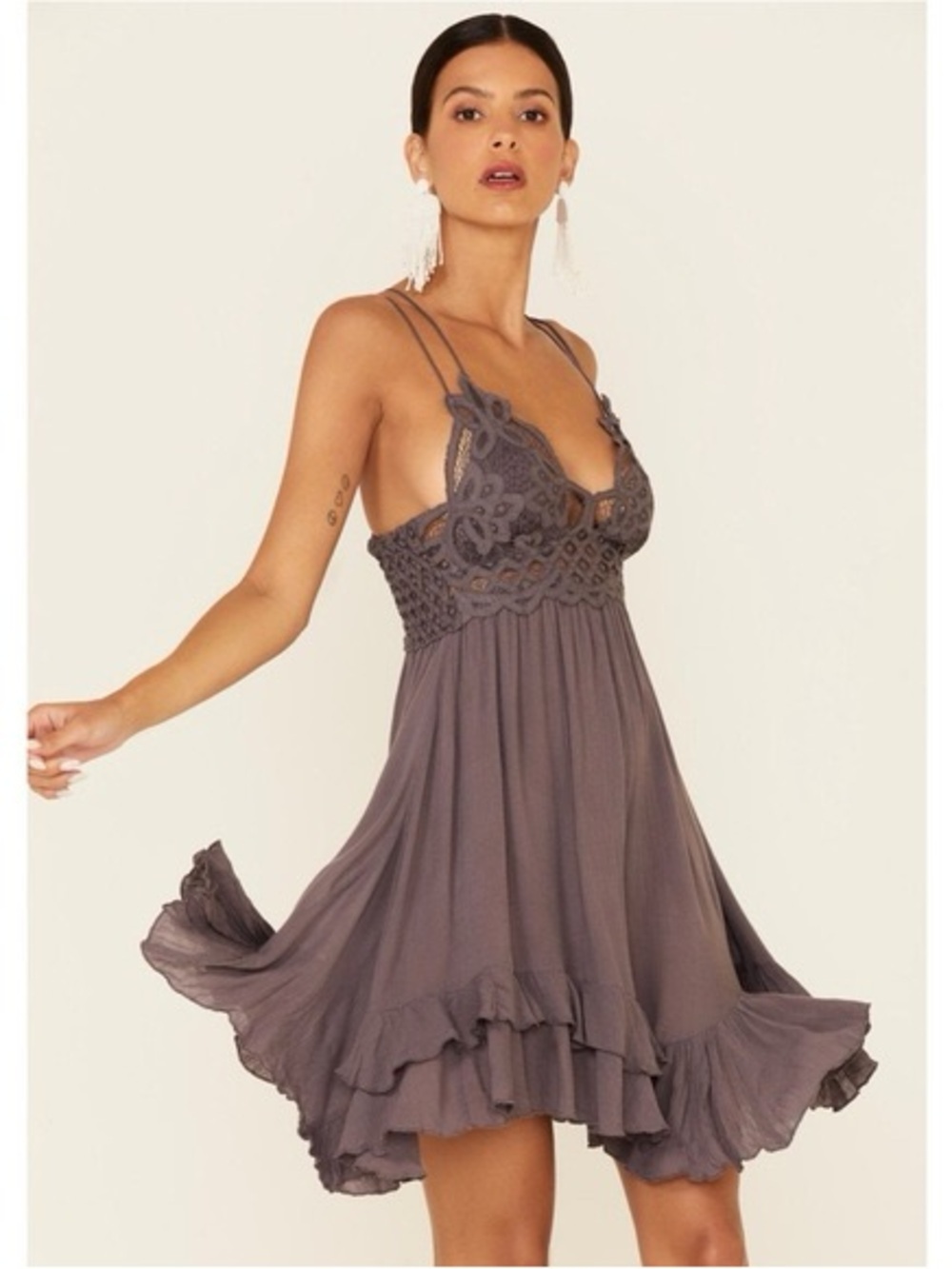 Free People Adella slip dress Lace Bodice Swing Dress Small